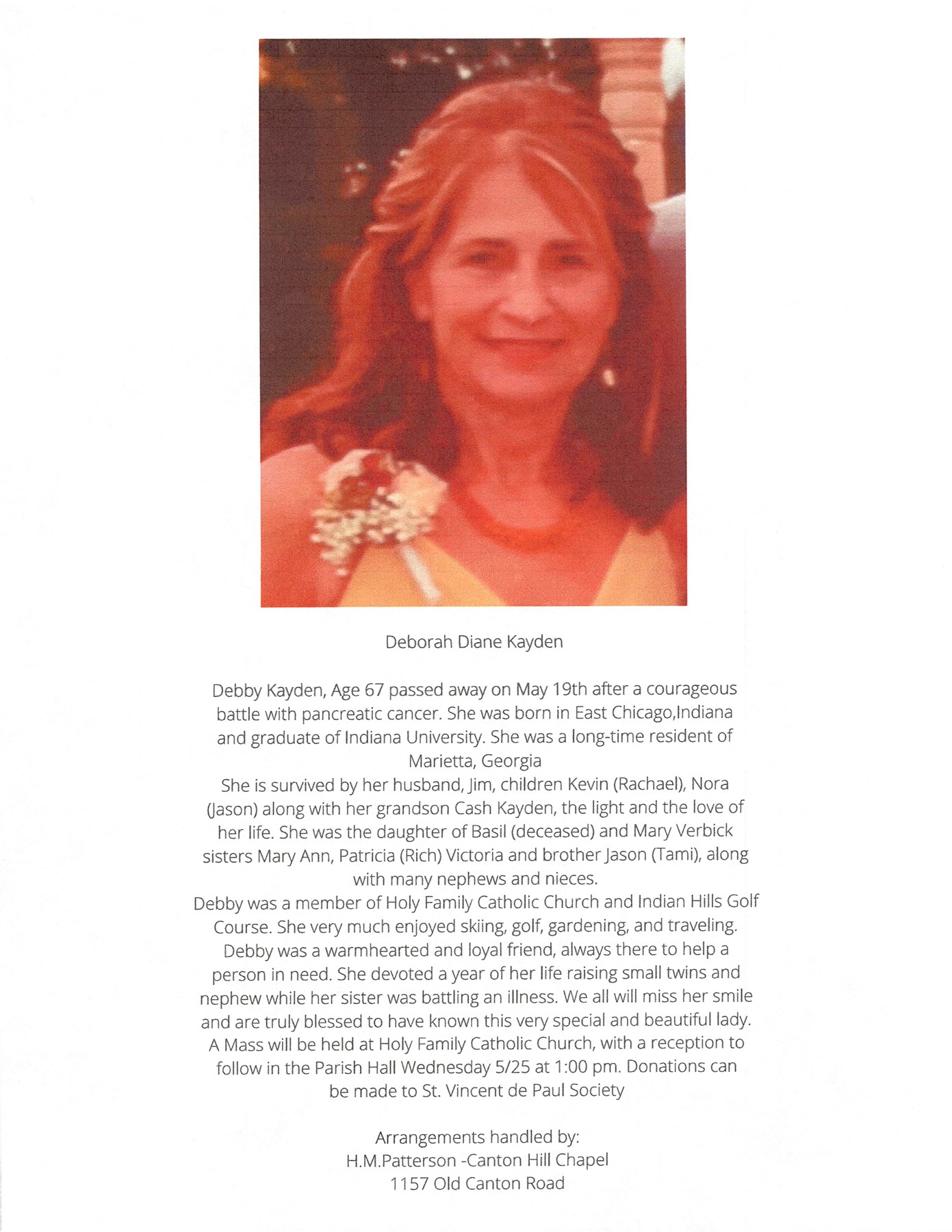 Obituary of Deborah Diane Kayden