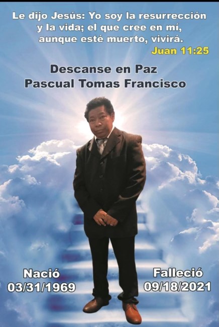 Obituary of Pascual Tomas Francisco
