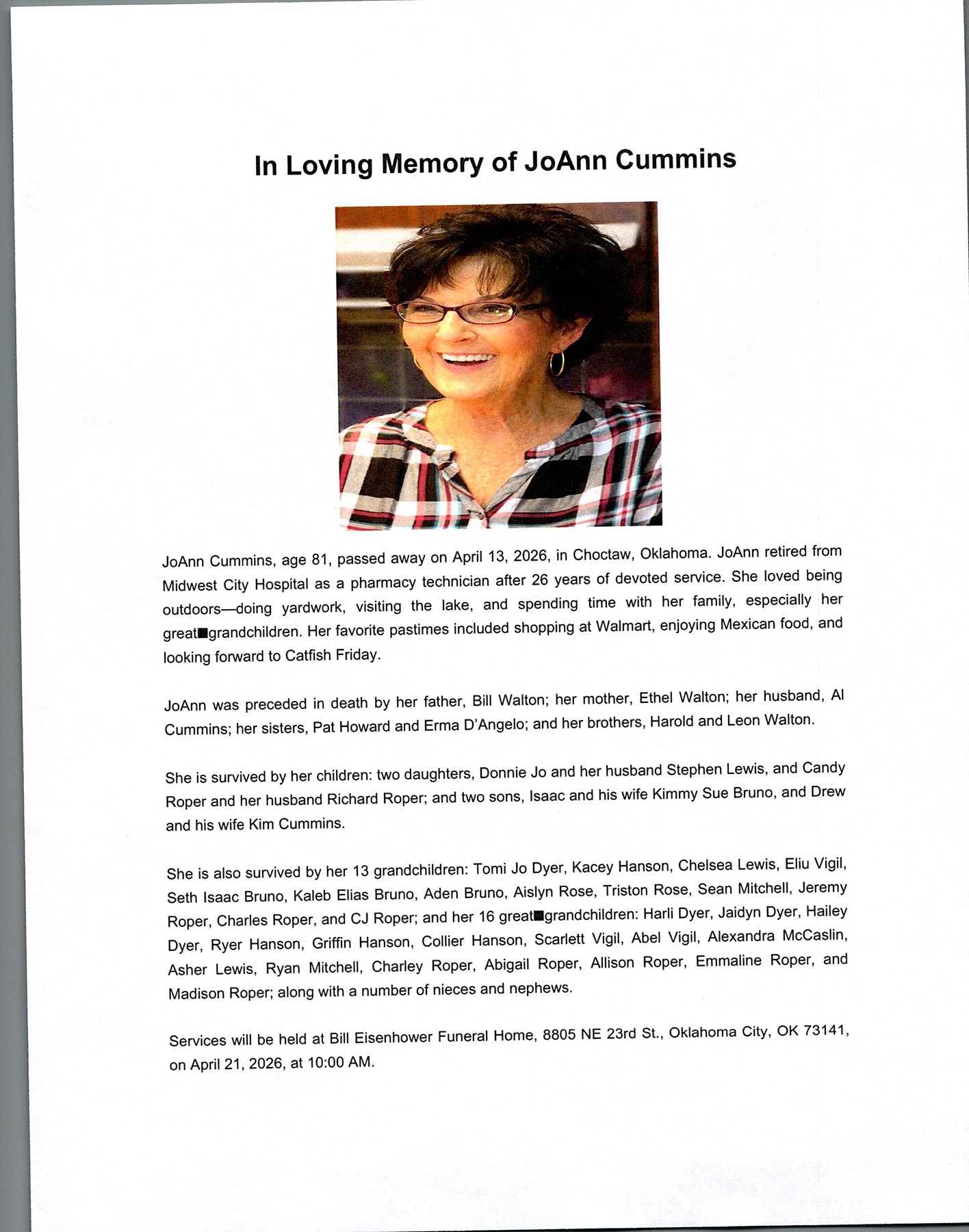 Obituary of JoAnn Cummins