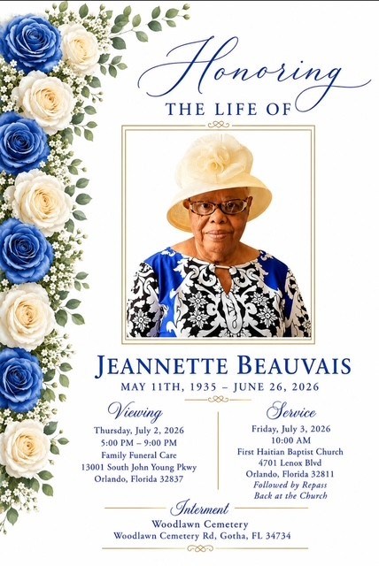 Obituary of Jeannette Beauvais