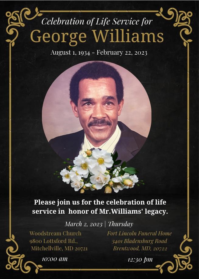 Williams Obituary Brentwood, MD