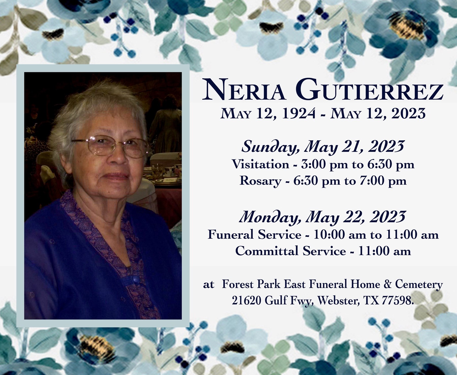 Obituary of Neria Del Bosque Gutierrez