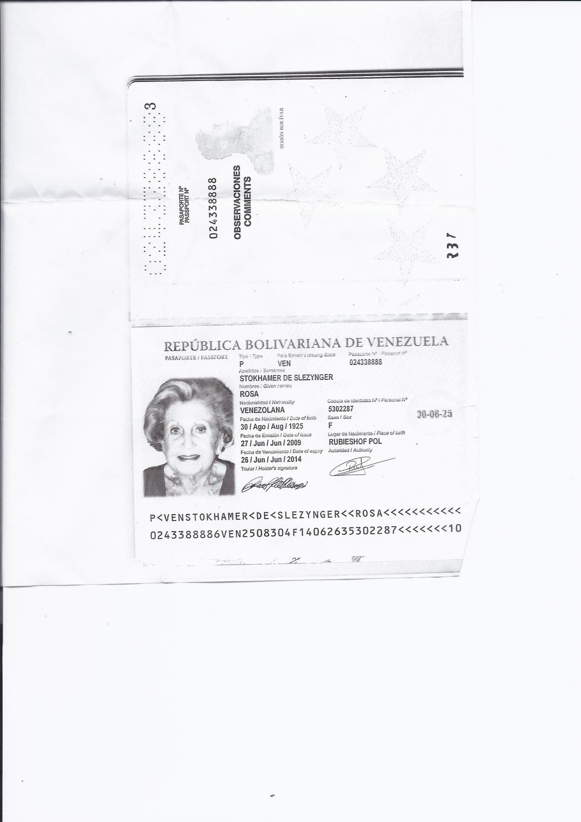 Obituary of Rosa Stokhamer De Slezynger