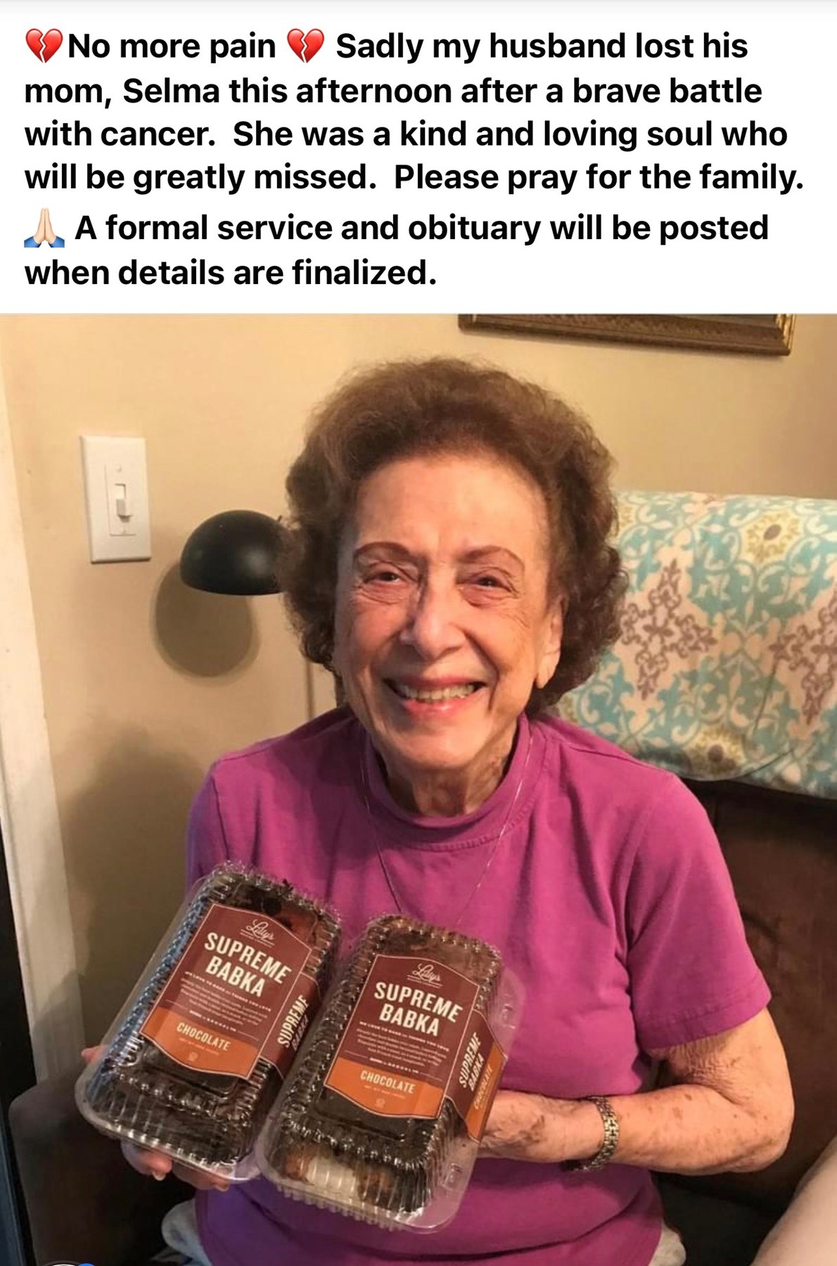 Obituary of Selma Eileen Benjamin