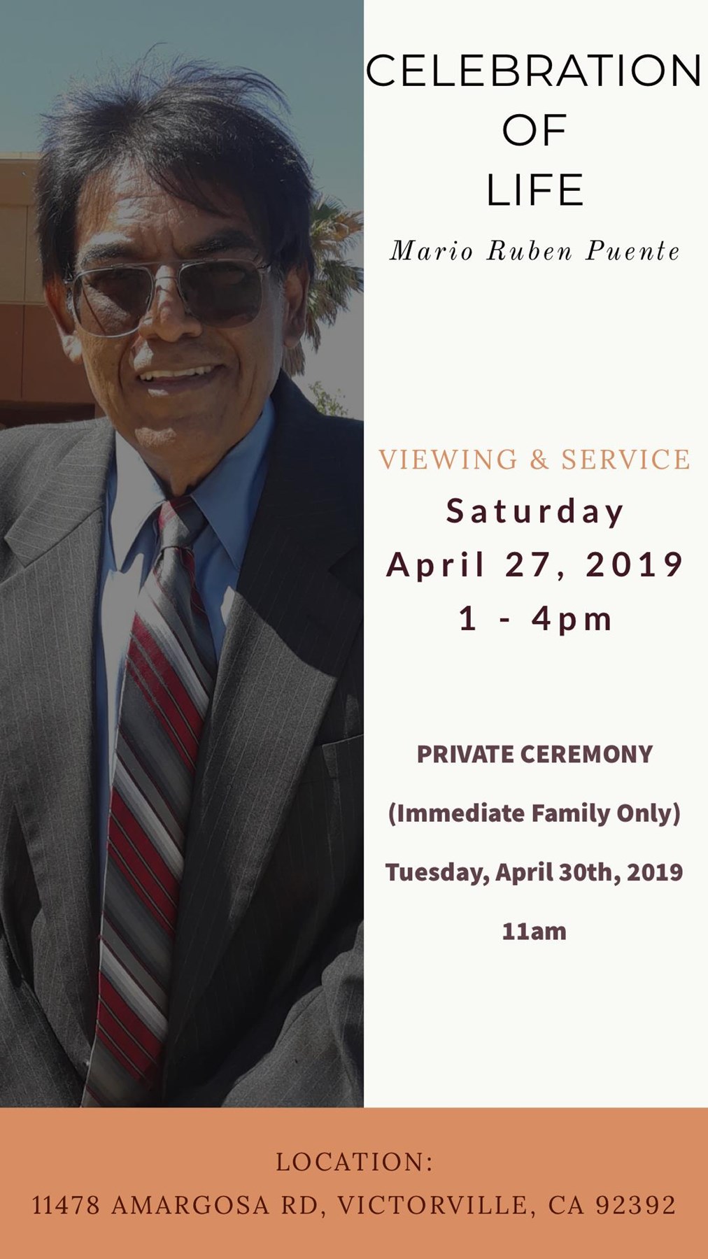 Obituary of Mario Ruben Puente