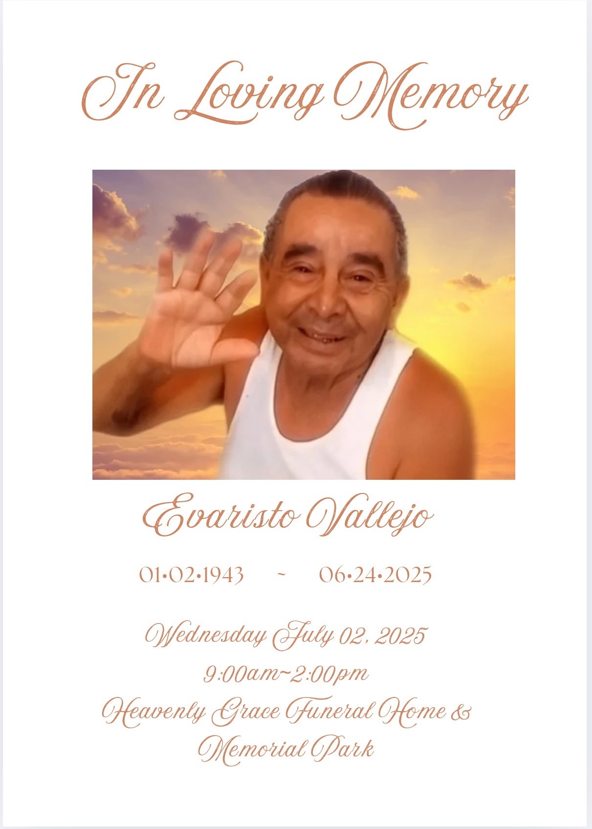 Avis de décès de Evaristo Vallejo