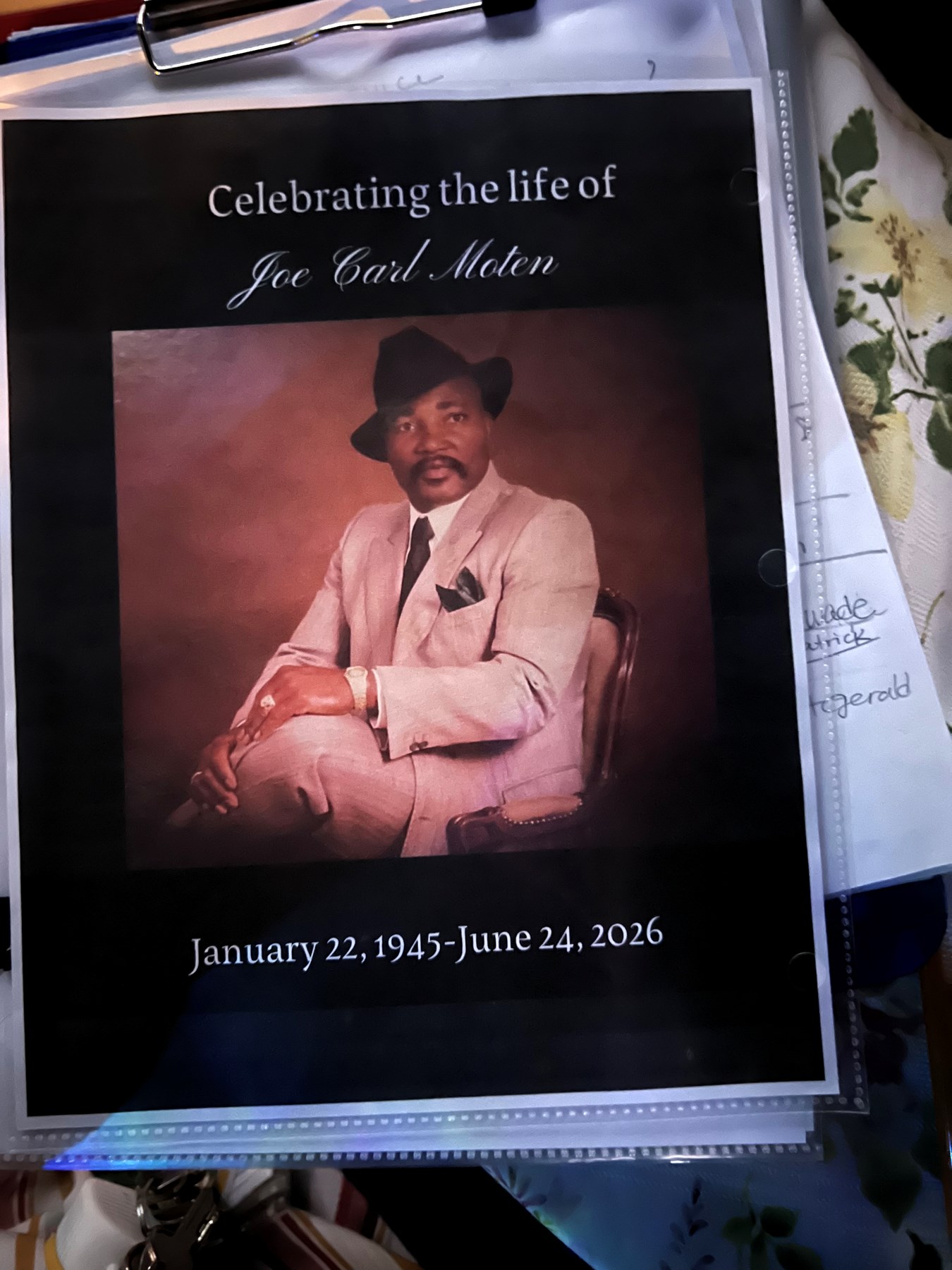 Obituary of Joe Carl Moten