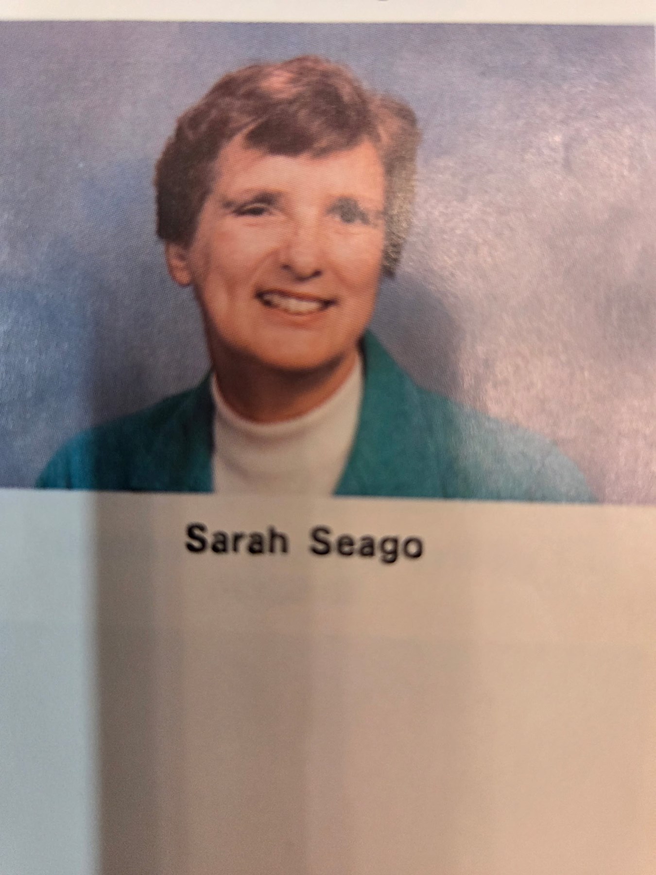 Obituary of Sarah Stiles Seago