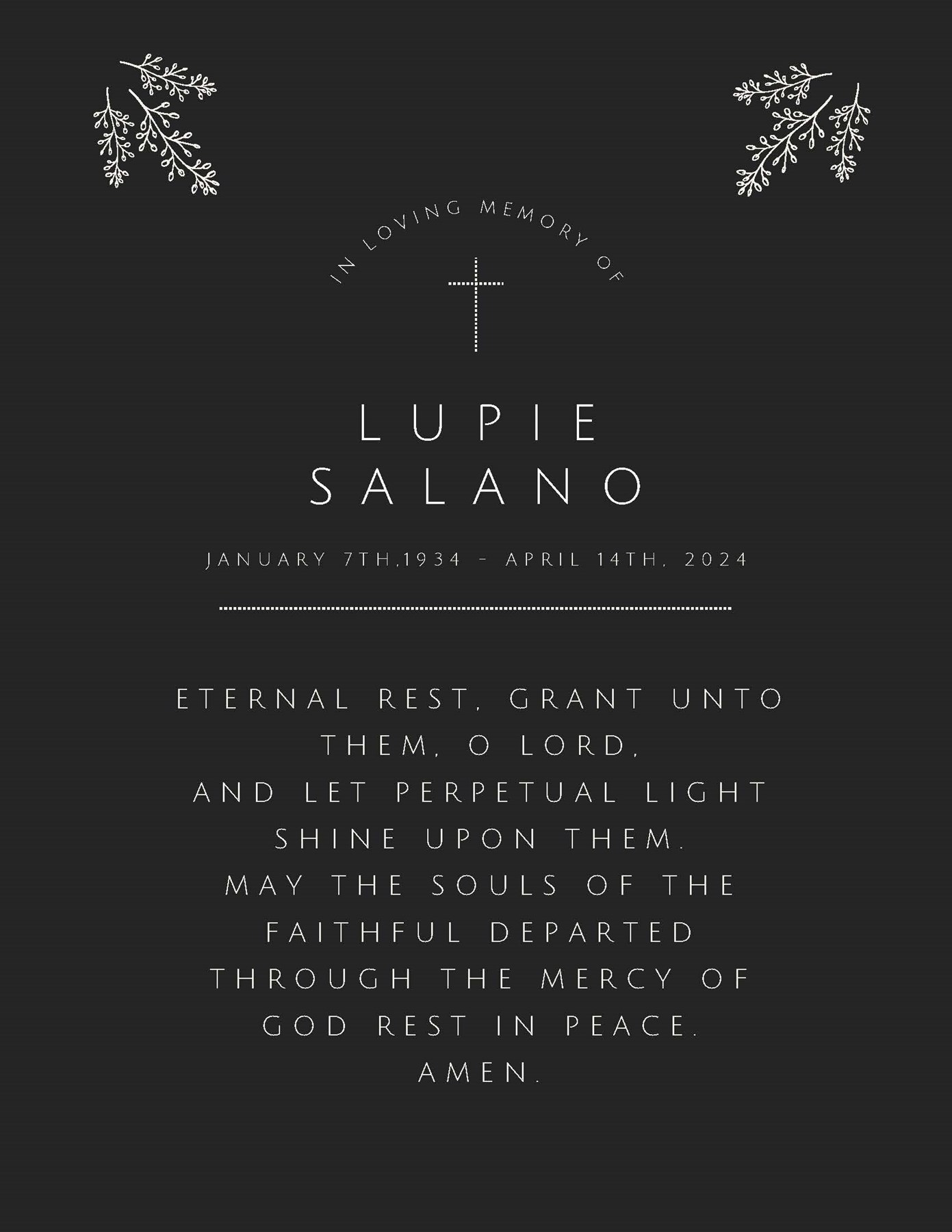 Obituary of Lupie Salano