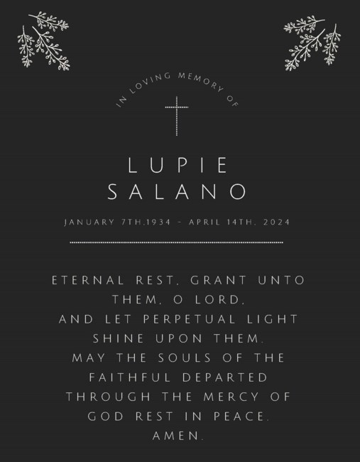 Avis de décès de Lupie Salano
