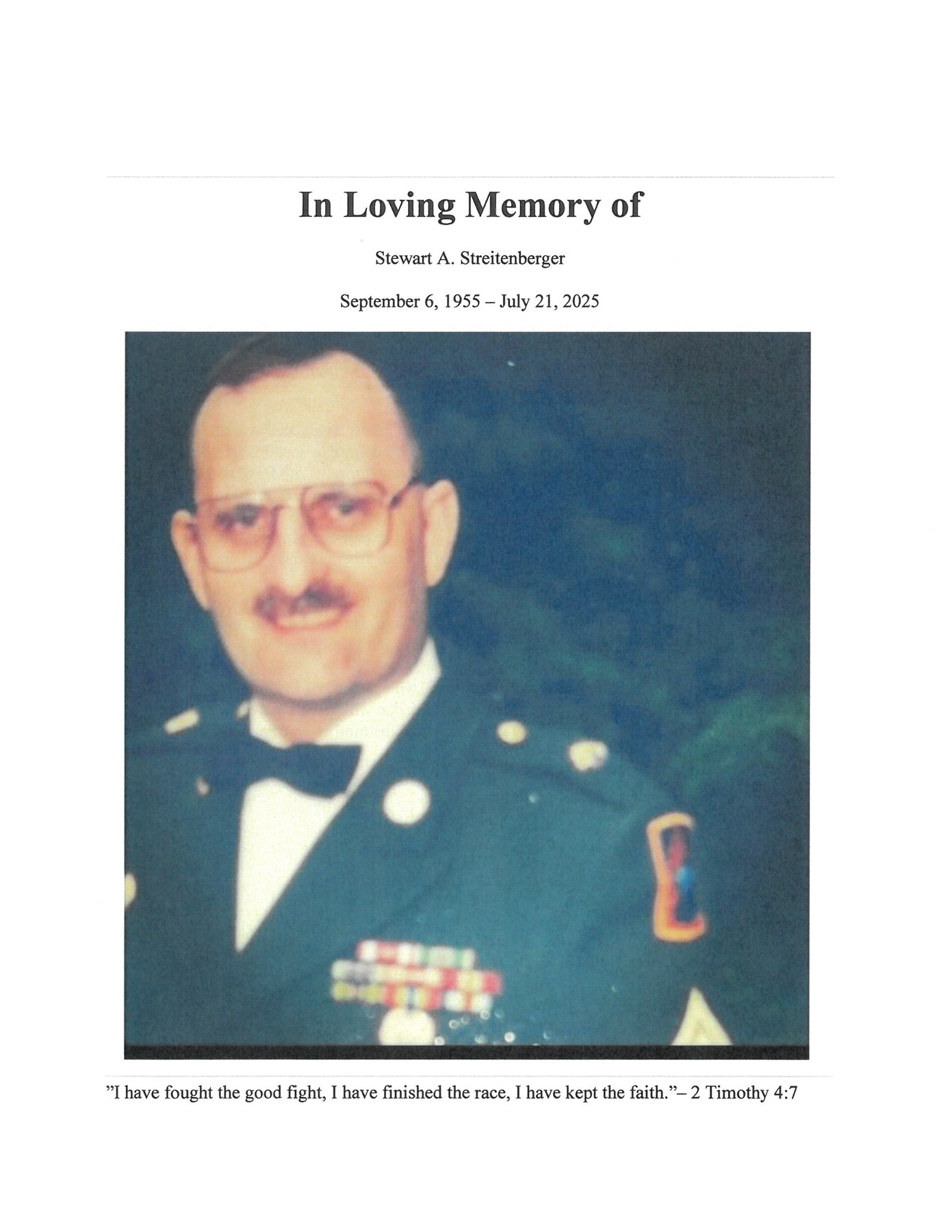 Obituary of Stewart A. Streitenberger