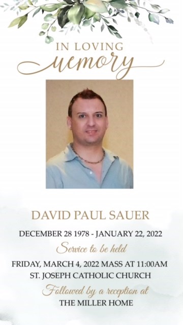 Obituario de David Paul Sauer