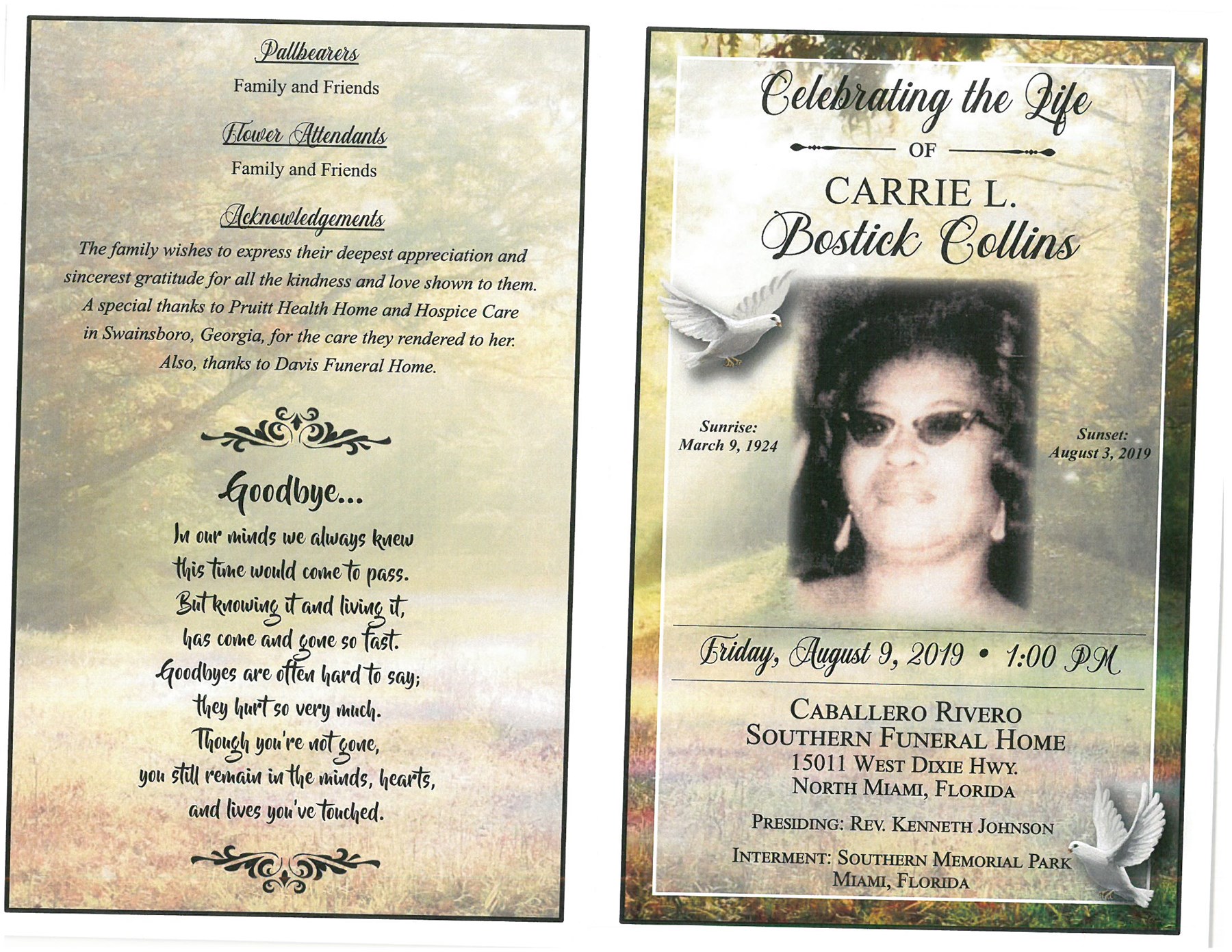 Obituary of Carrie L. Collins