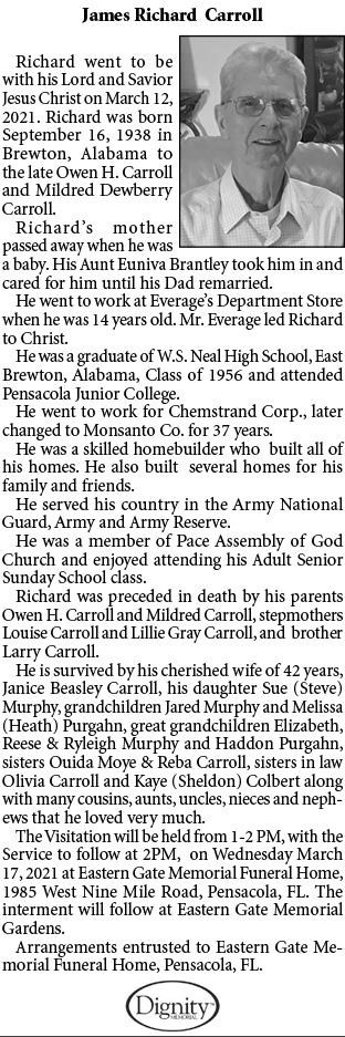 Obituary of James Richard Carroll