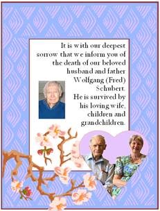 Obituary of Wolfgang "Fred" Manfred Schubert