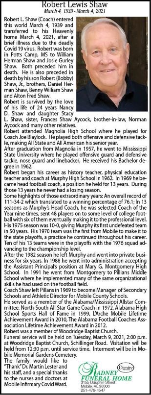 Obituario de Robert Lewis Shaw