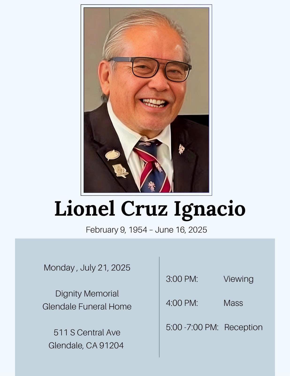 Obituary of Lionel Cruz Ignacio