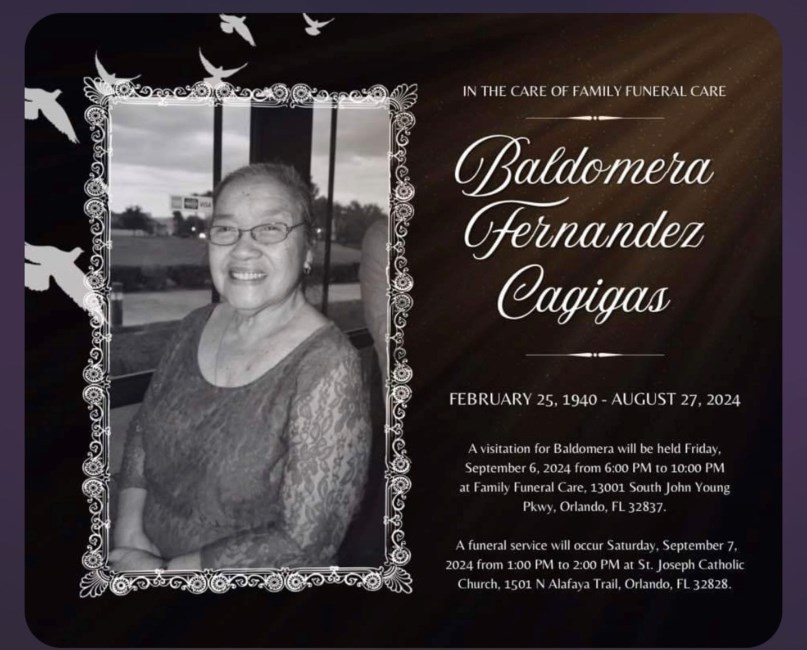 Obituary of Baldomera Fernandez Cagigas