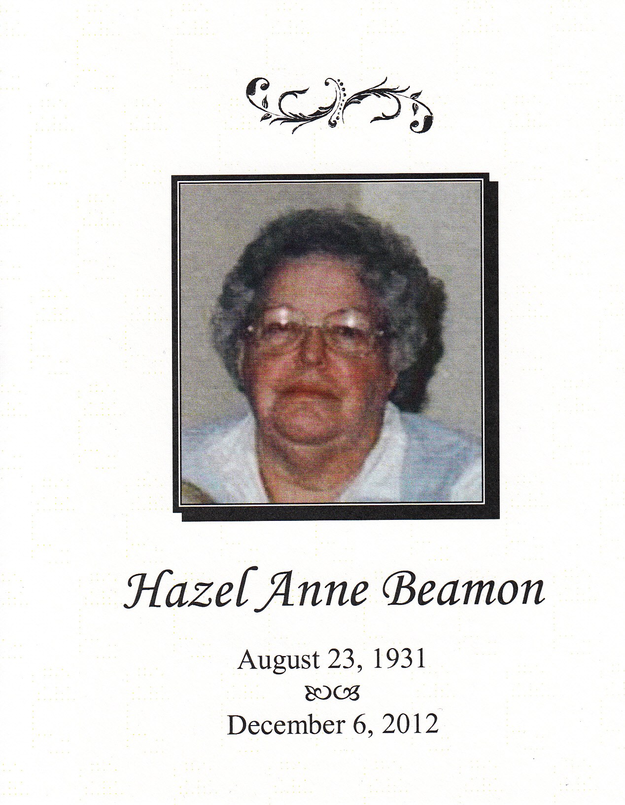 Obituario de Hazel Anne Beamon