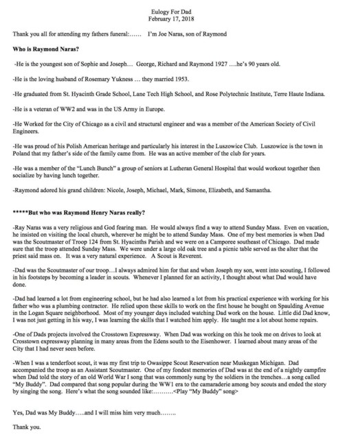 Raymond Naras Obituary Chicago Il