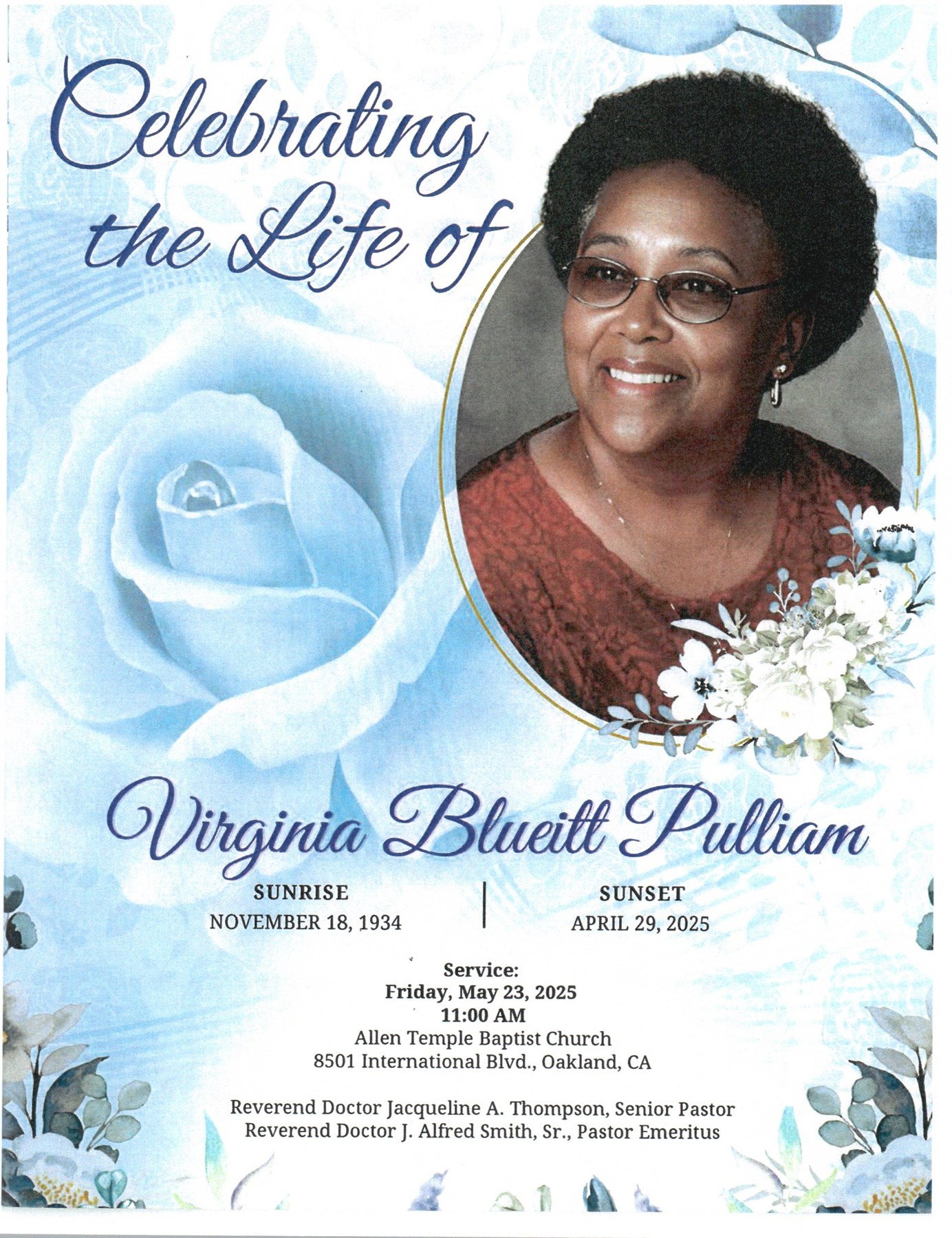 Avis de décès de Ms. Virginia Pulliam