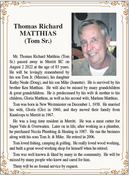 Obituary of Thomas Richard Matthias