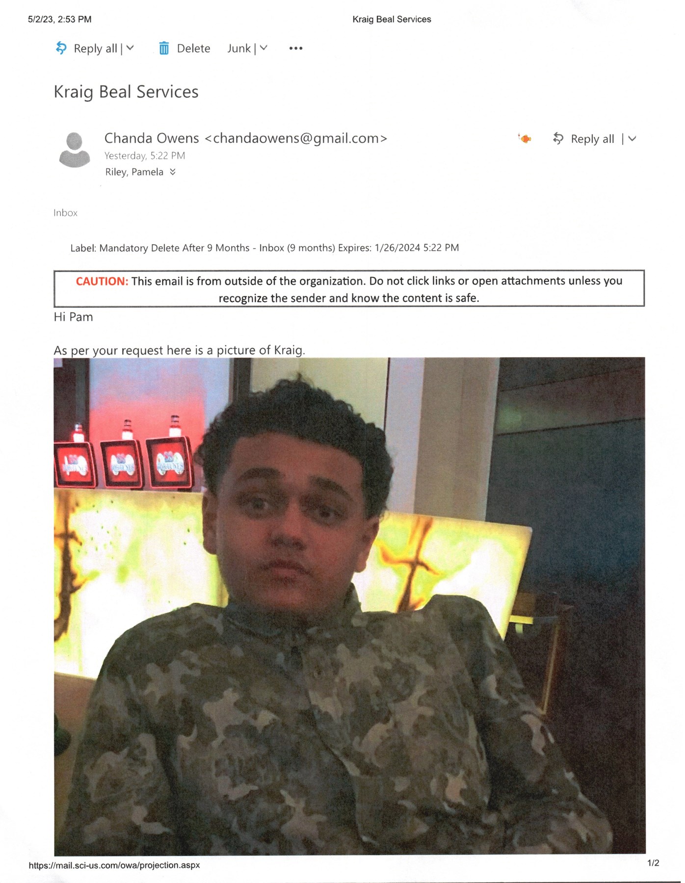 Obituario de Kraig Xavier Beal