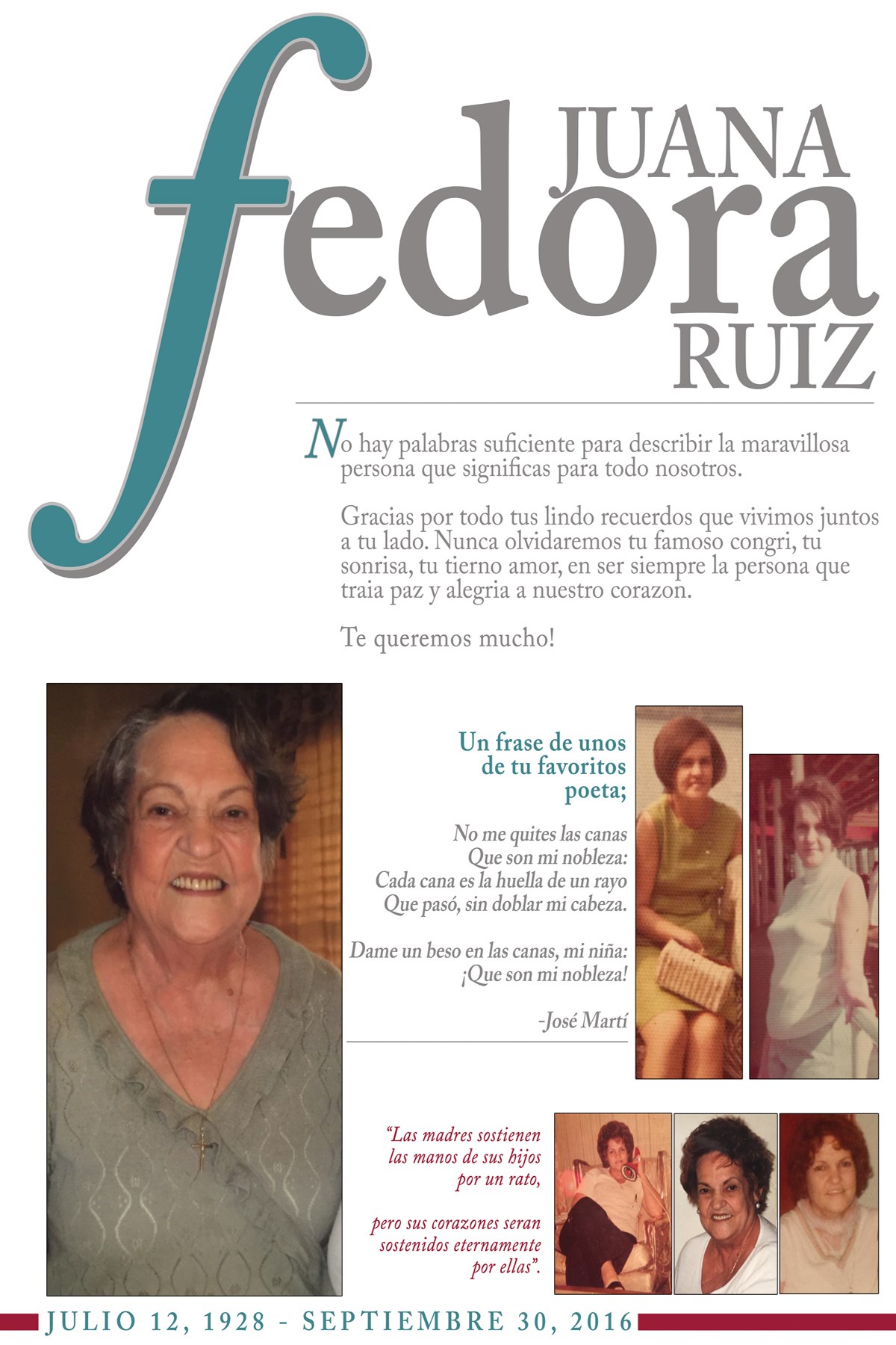 Obituary of Juana Fedora Ruiz