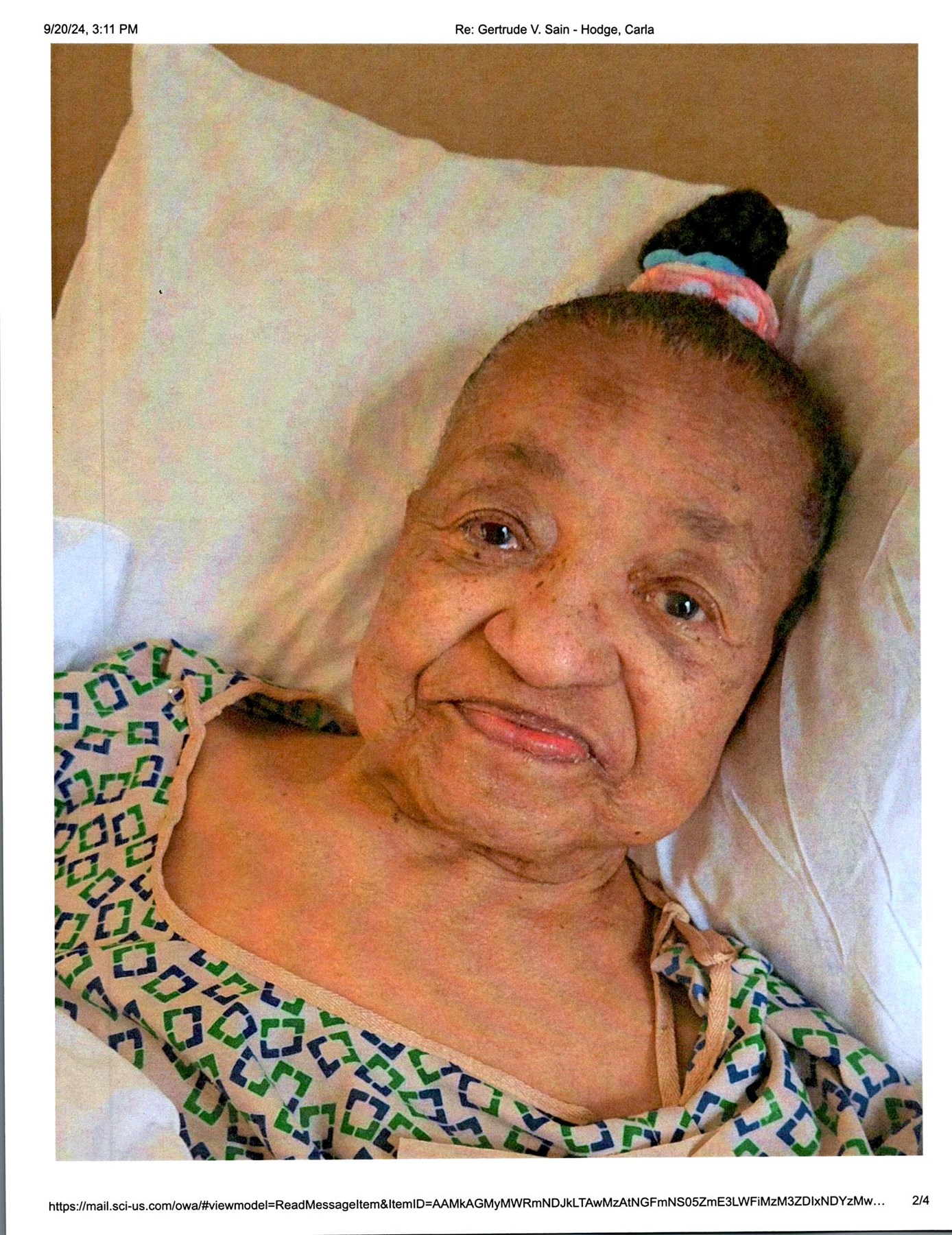 Obituary of Gertrude V Sain