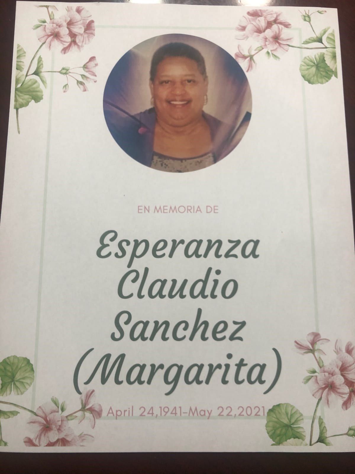 Obituary of Esperanza Claudio Sánchez