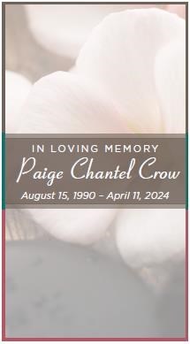 Avis de décès de Paige Chantel Crow