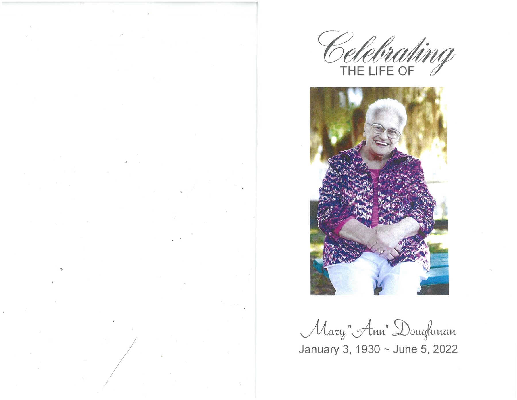 Obituary of Mary Ann Doughman