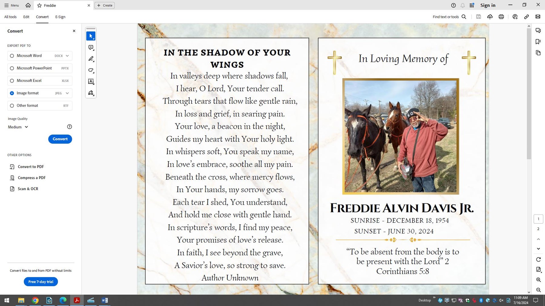 Obituario de Freddie Alvin Davis Jr.