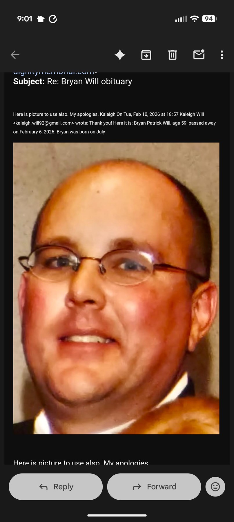 Obituario de Bryan Patrick Will