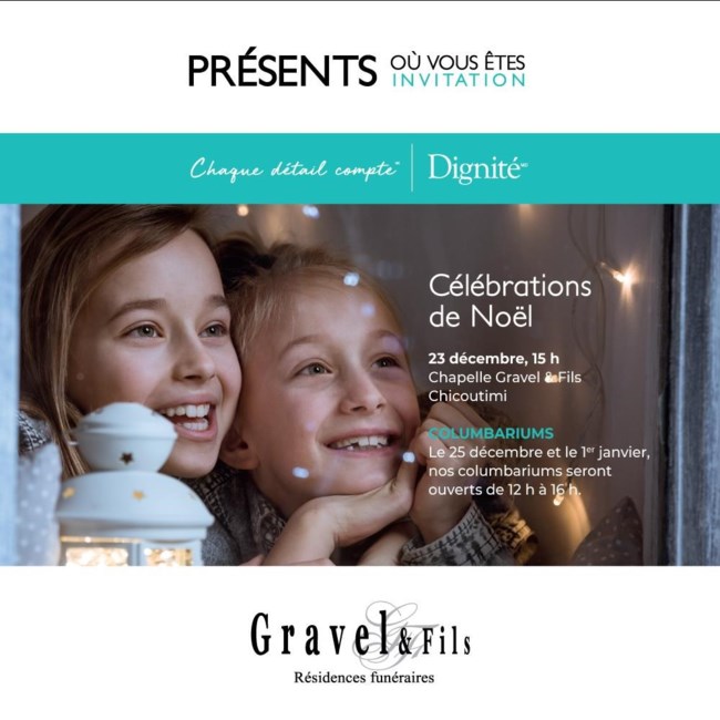 Avis de décès de Célébration de Noël Gravel et Fils