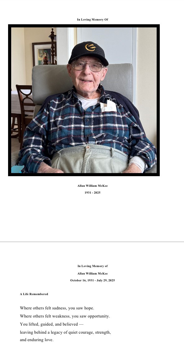 Avis de décès de Allan William McKee