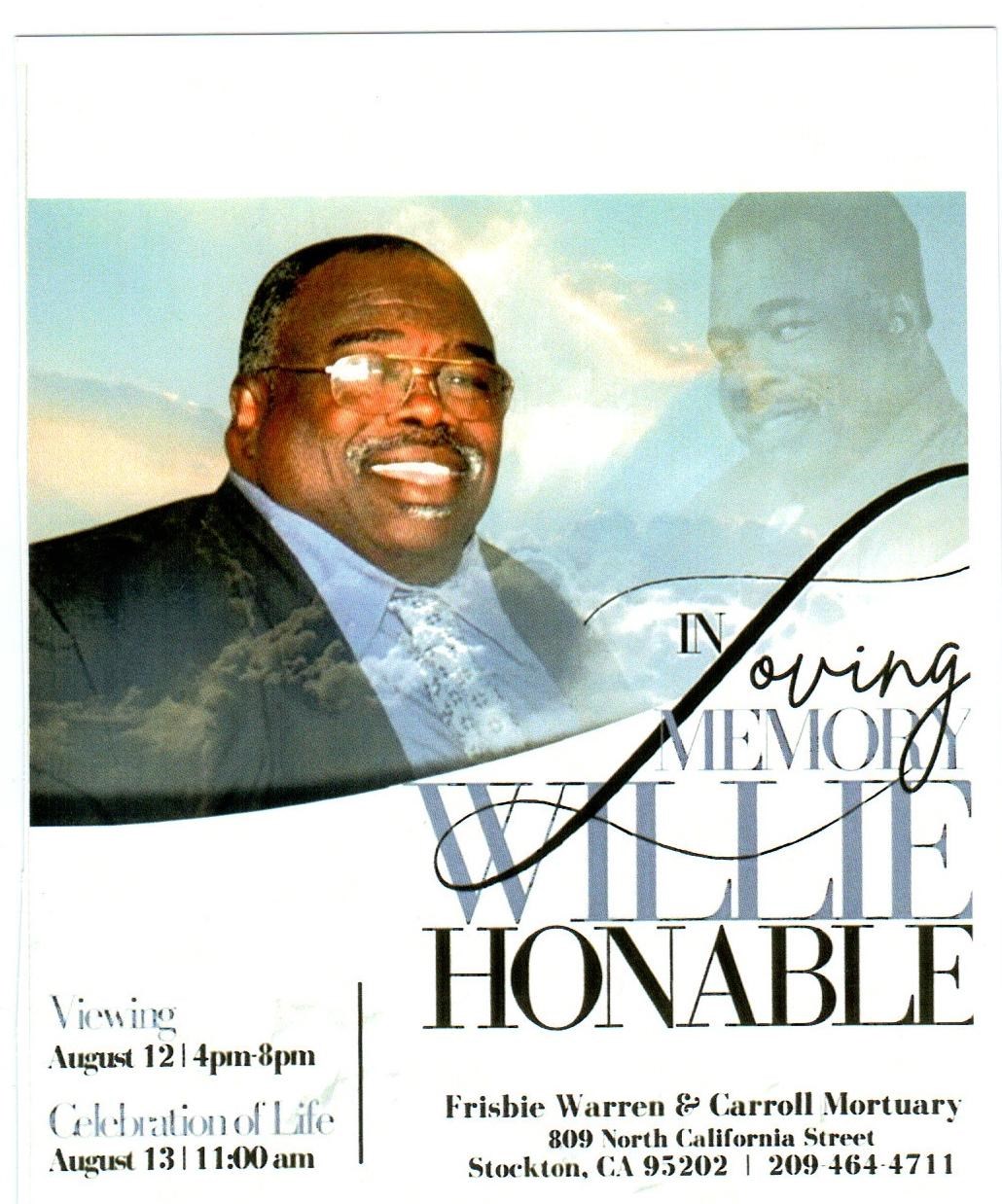 Obituary of Willie Honable