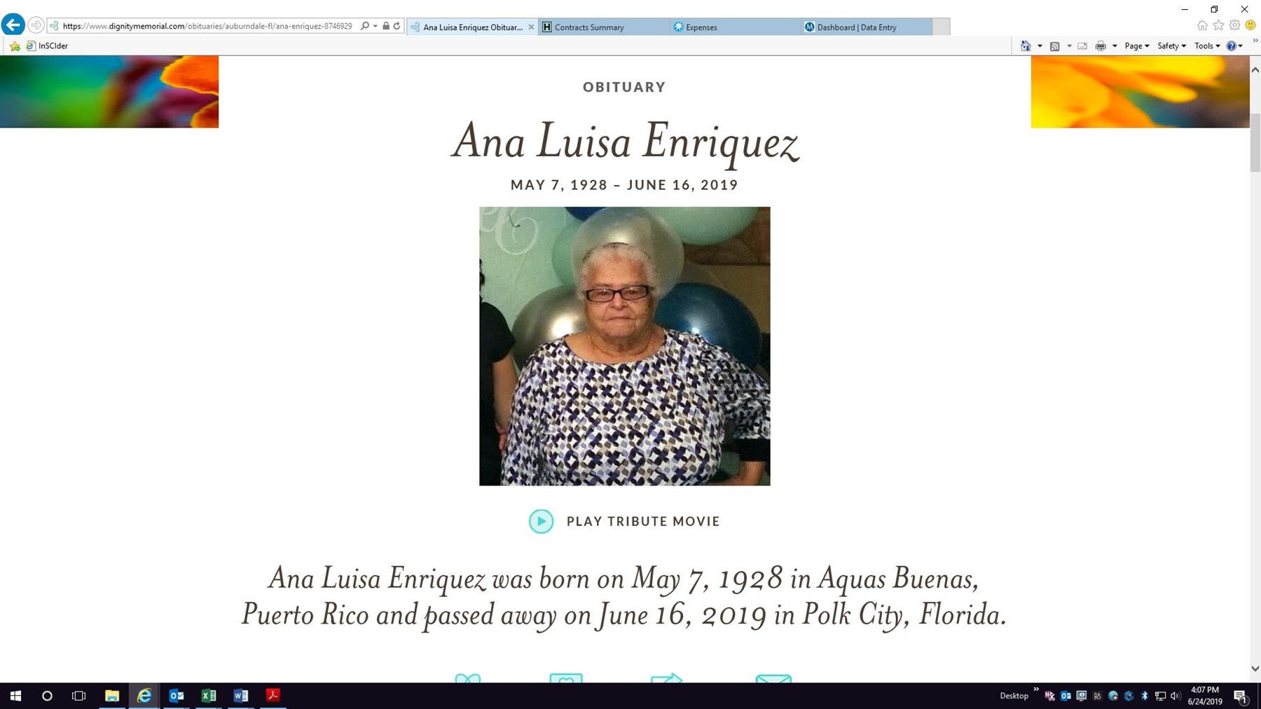 Obituary of Sra. Ana Luisa Enriquez Fernández