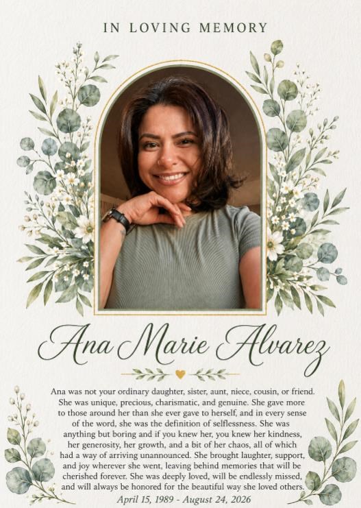 Obituary of Ana Marie Alvarez