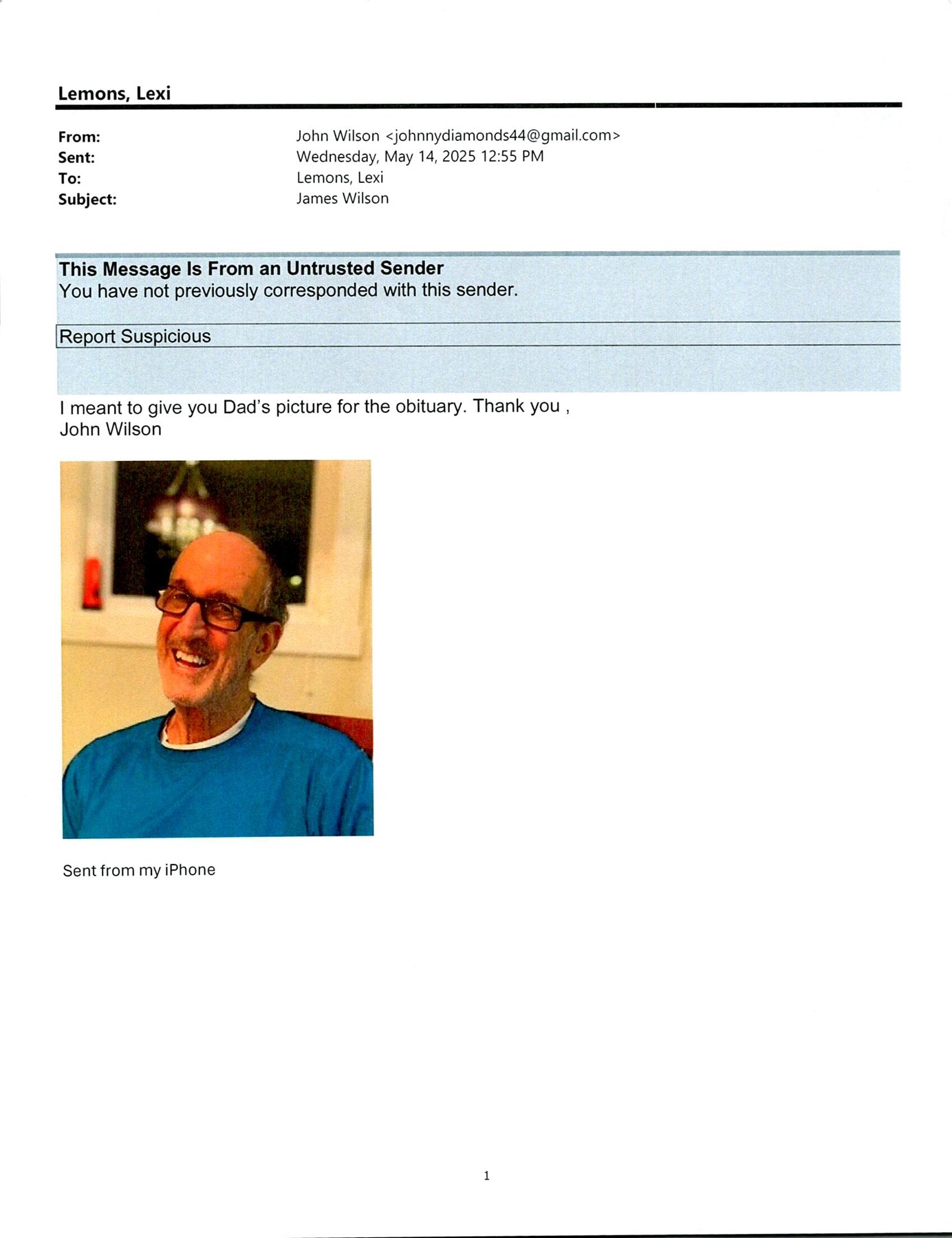 Obituary of James Joseph Wilson