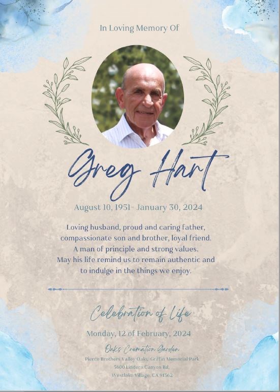 Obituary of Greg Hart