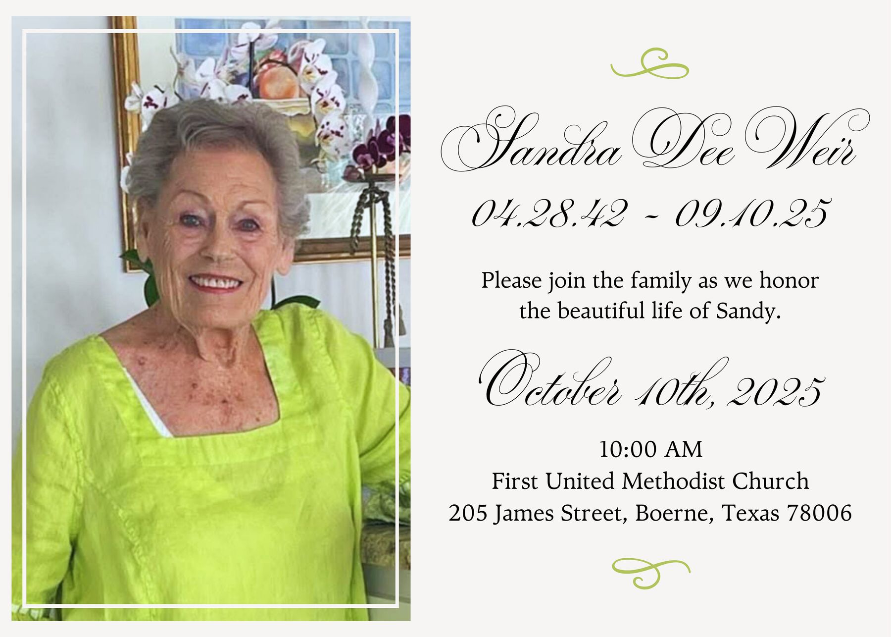 Obituary of Sandra Dee Weir