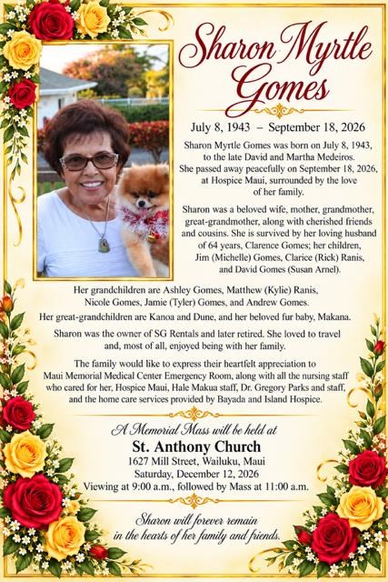 Obituary of Sharon Myrl Gomes