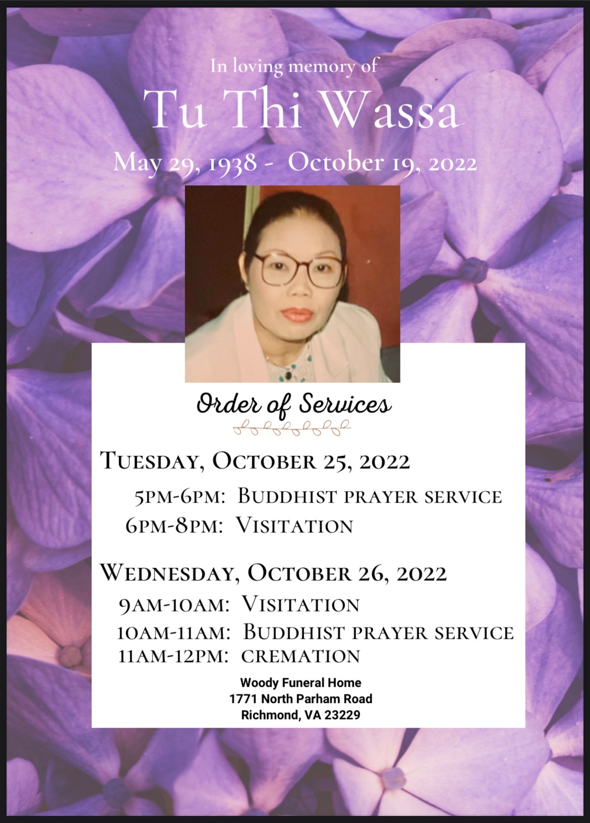 Obituary of Tu Thi Wassa