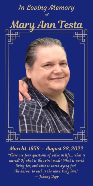 Obituary of Mary-Ann Testa