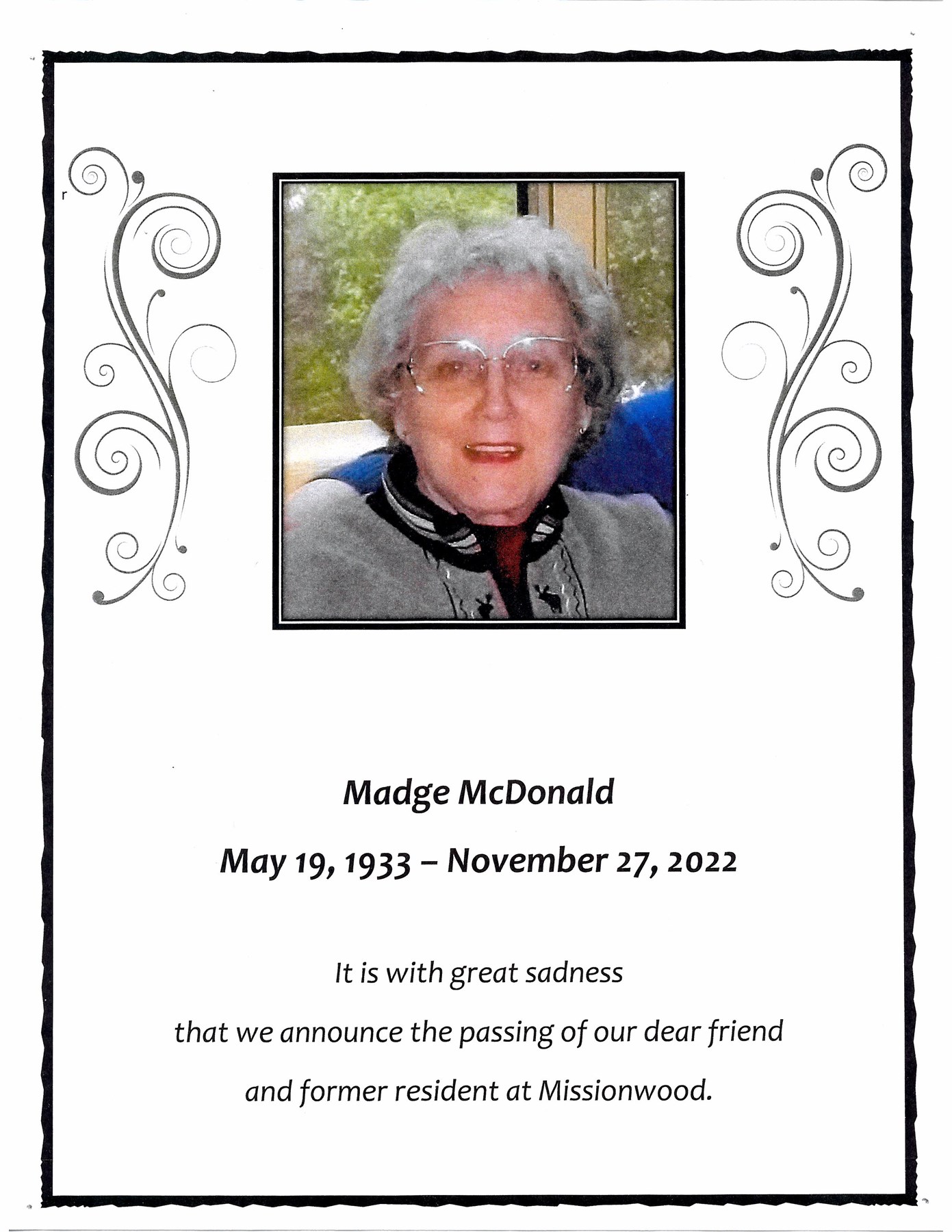 Obituary of Madge Naomi McDonald