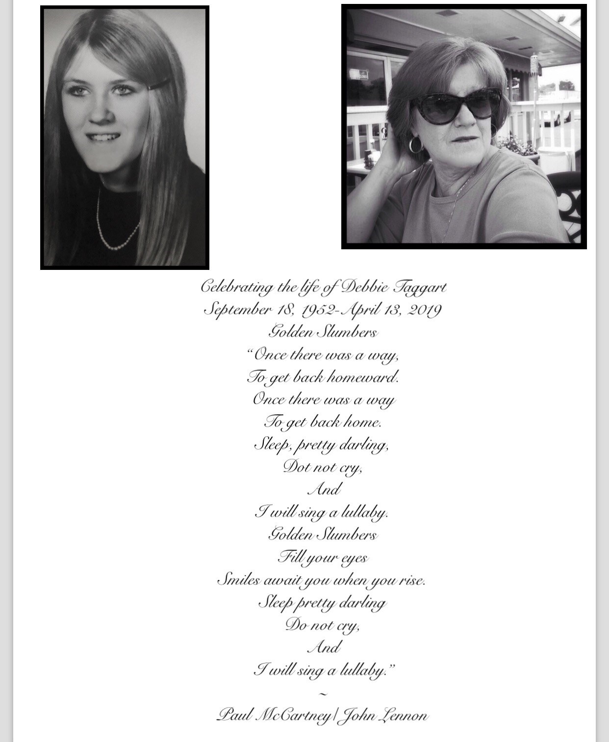 Obituary of Deborah Jean Taggart