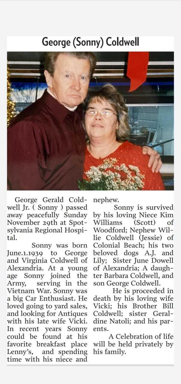 Obituary of George "Sonny" Coldwell Jr.