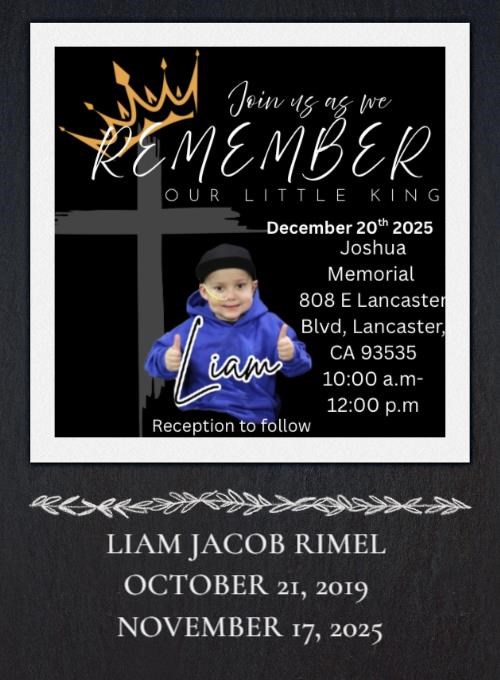 Avis de décès de Liam Jacob Rimel