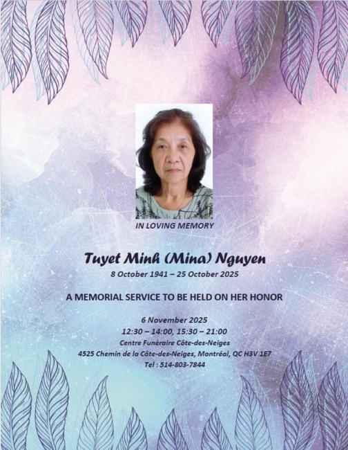 Obituary of Tuyet Minh Nguyen